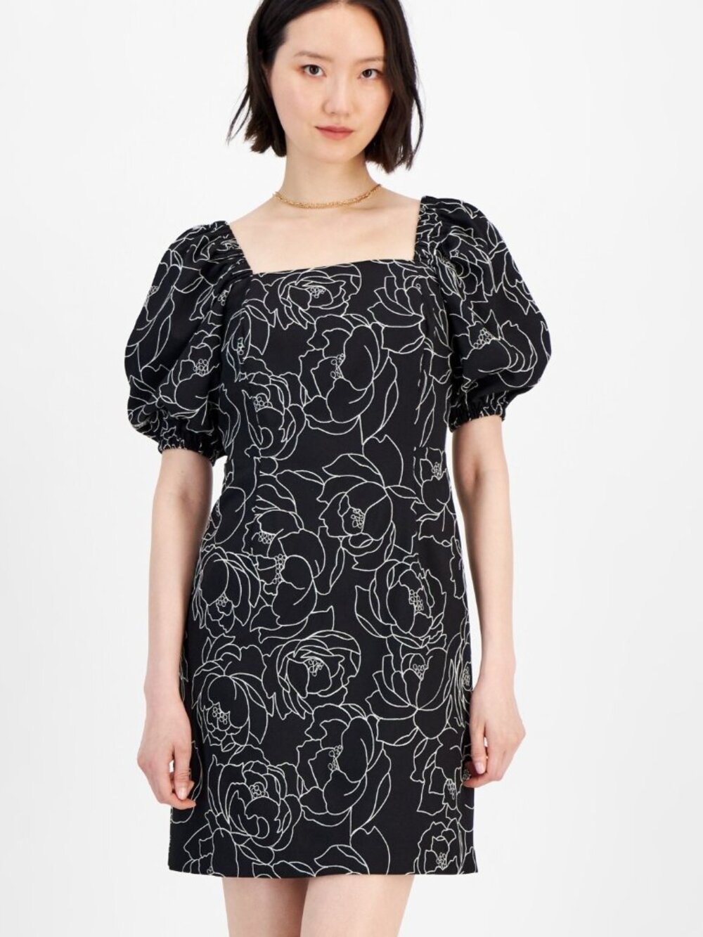 Anne Klein womens Puff Sleeve Midi Dress, Size 0, Black MSRP $139 - Picture 5 of 6